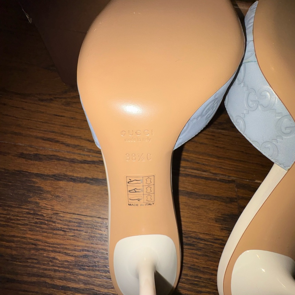 Gucci Light Blue Leather Horsebit Mules - Picture 7 of 8